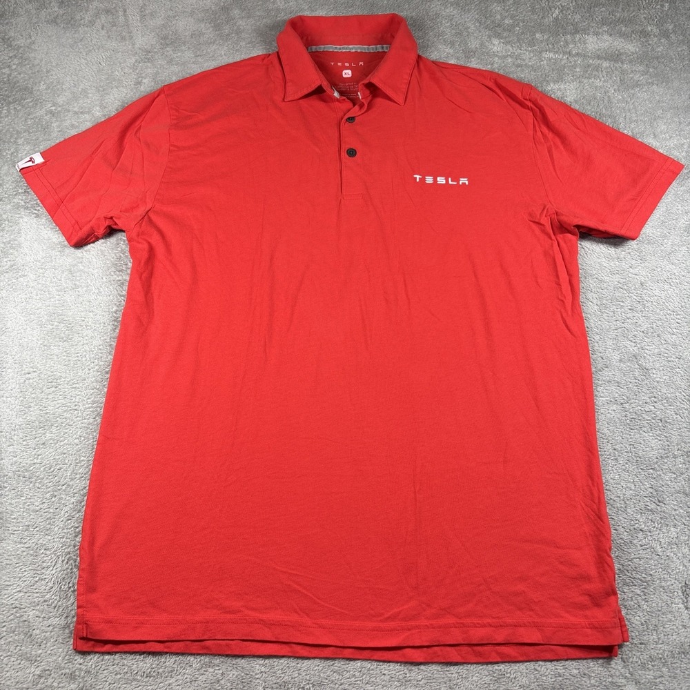 Tesla Men's Short Sleeve Polo Shirt Tesla Motors Red Size XL